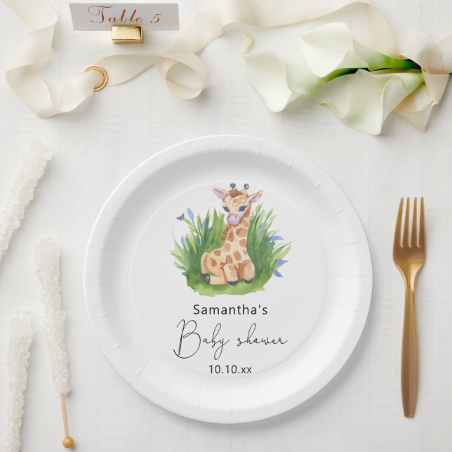 Assiettes En Carton Baby shower girafe Safari (Mariage)