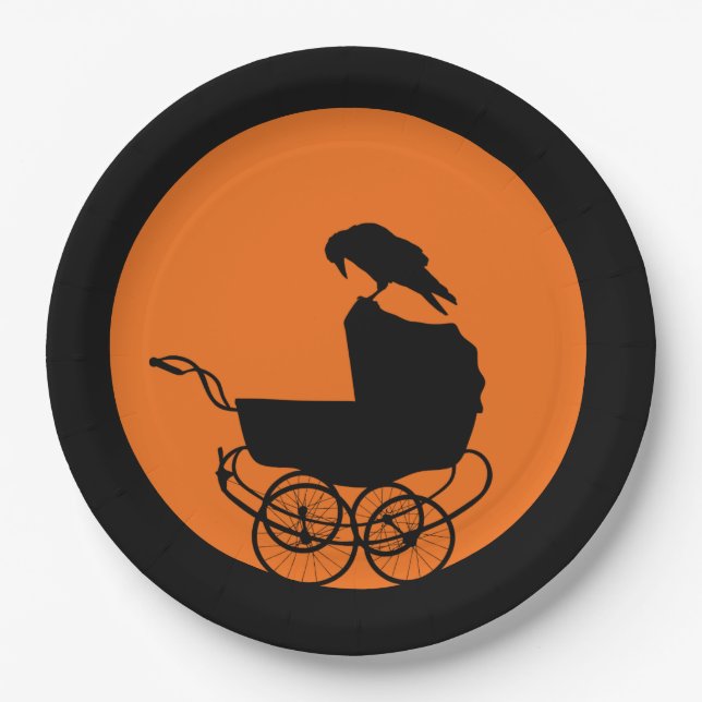 Assiettes En Carton Baby shower Goth-Horror (Devant)
