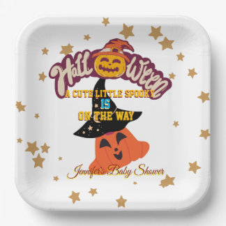 Assiettes En Carton Baby shower Halloween personnalisable jetables