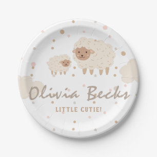 Assiettes En Carton Baby shower Illustratif Cream Pastel
