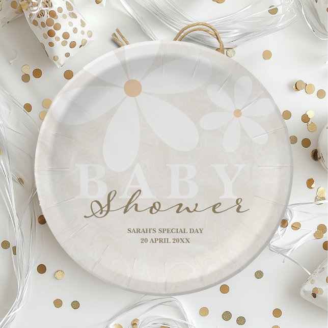 Assiettes En Carton Baby shower Jardin Daisy Neutre hommes (Créateur téléchargé)