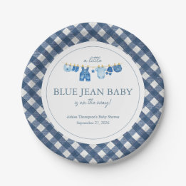 Assiettes En Carton Baby Shower Jean Bleu