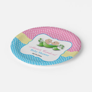 Assiettes En Carton Baby shower jumeau - Deux pois dans un pois