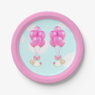 Assiettes En Carton Baby Shower Jumelles Filles