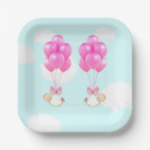 Assiettes En Carton Baby Shower Jumelles Filles