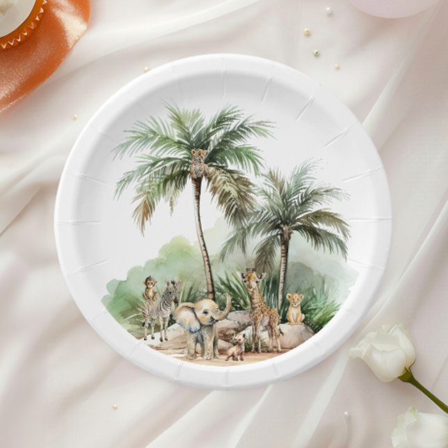 Assiettes En Carton Baby shower Jungle Safari Animaux (Créateur téléchargé)