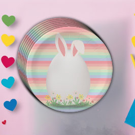 Assiettes En Carton Baby shower lapin aux oeufs de Pâques Pastel