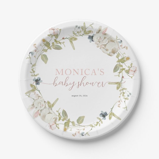 Assiettes En Carton Baby shower lapin bébé (Devant)