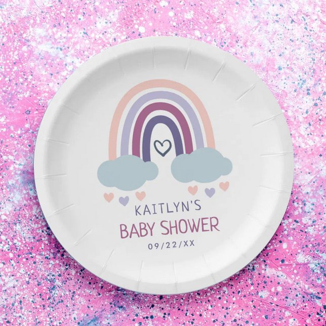 Assiettes En Carton Baby shower Little Rainbow (Créateur téléchargé)