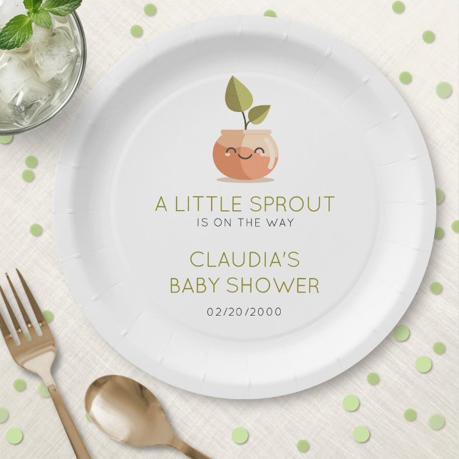 Assiettes En Carton Baby shower Little Sprout (Créateur téléchargé)