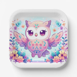 Assiettes En Carton Baby shower Magical Girl Owl