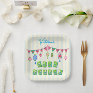 Assiettes En Carton Baby Shower Mahjong Fantaisiste