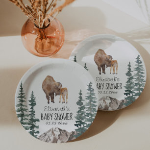 Assiettes En Carton Baby shower Mama Baby Bison