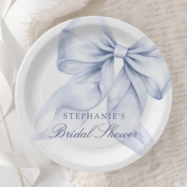Assiettes En Carton Baby Shower Mariage au Ruban Bleu (Créateur téléchargé)