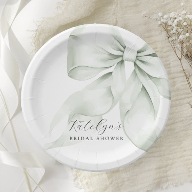 Assiettes En Carton Baby Shower Mariage au Ruban Vert (Créateur téléchargé)