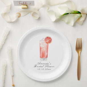 Assiettes En Carton Baby Shower Mariage Thème Cocktail Citron Aquarell