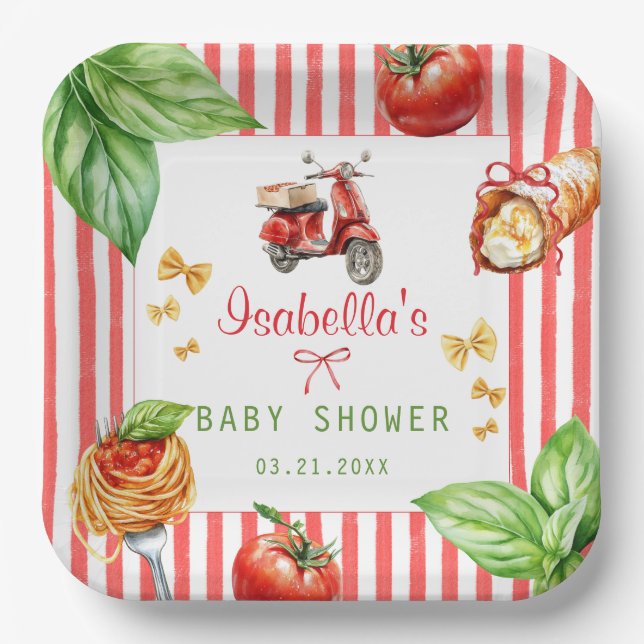 Assiettes En Carton Baby shower méditerranéen italien Saint Cannoli (Recto)