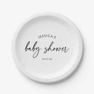 Assiettes En Carton Baby-Shower Minimaliste Moderne