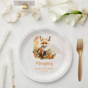 Assiettes En Carton Baby shower mite de Fox Woodland