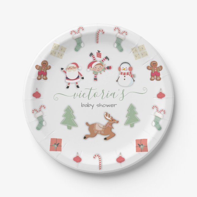 Assiettes En Carton Baby shower mobile de Noël (Devant)