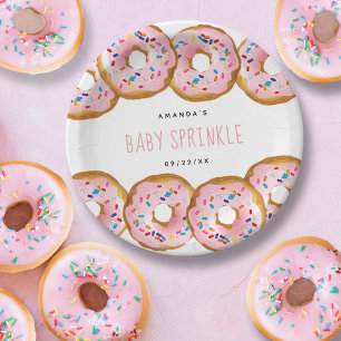 Assiettes En Carton Baby shower moderne Filles de Donut Saupoudrer