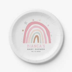 Assiettes En Carton Baby shower moderne Rainbow Pastel