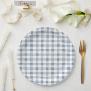 Assiettes En Carton Baby shower Motif Blueberry En vichy