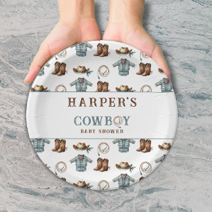 Assiettes En Carton Baby shower Motif Cowboy personnalisé