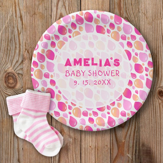 Assiettes En Carton Baby shower Motif de bimbo rose Balloon (Créateur téléchargé)