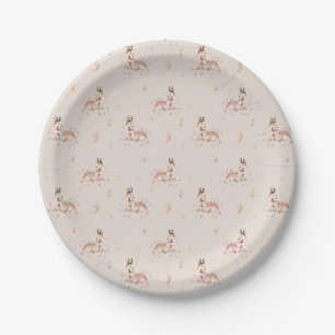Assiettes En Carton Baby shower Motif pour bébé et maman cerf