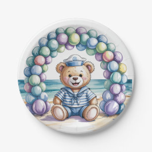 Assiettes En Carton Baby shower Nautical Teddy Bear Beach Boy