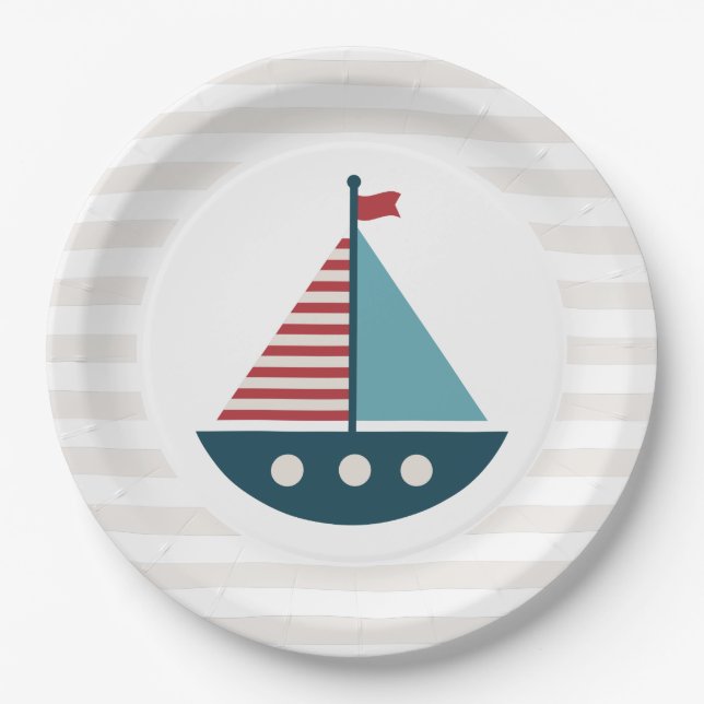 Assiettes En Carton Baby shower nautique (Devant)