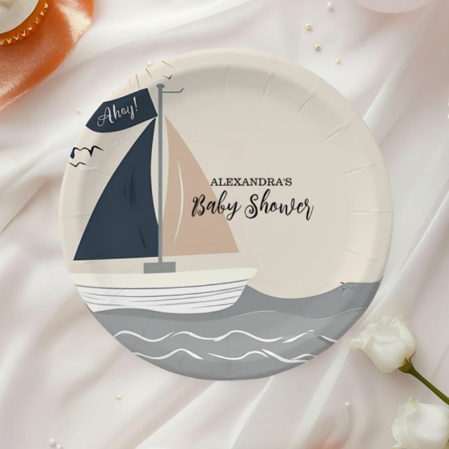 Assiettes En Carton Baby shower nautique (Créateur téléchargé)
