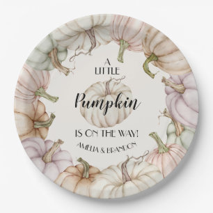 Assiettes En Carton Baby shower Neutre Citrouille Pastel