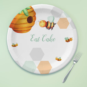 Assiettes En Carton Baby shower neutre de Bee Beehive
