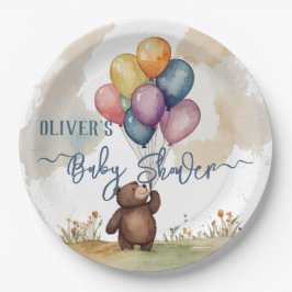 Assiettes En Carton Baby shower neutre de l'ours