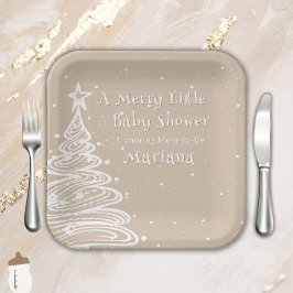Assiettes En Carton Baby shower neutre de Noël Beige Genre
