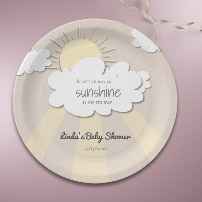 Assiettes En Carton Baby shower neutre unique Little Sunshine (Créateur téléchargé)