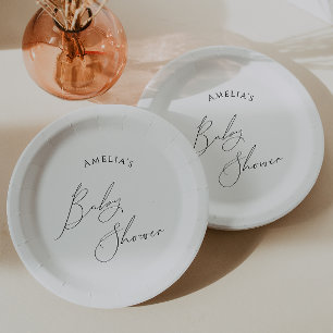 Assiettes En Carton Baby shower neutre Whimsical