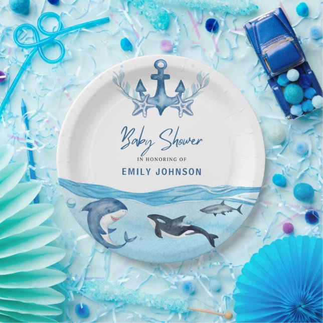 Assiettes En Carton Baby shower Océan & Mer (Fête)