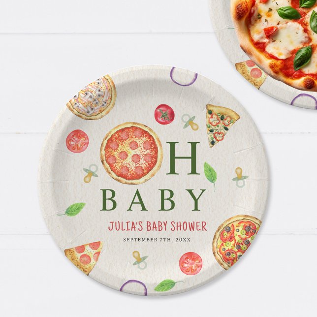 Assiettes En Carton Baby shower Oh Baby Pizza + Pacificateurs (Créateur téléchargé)