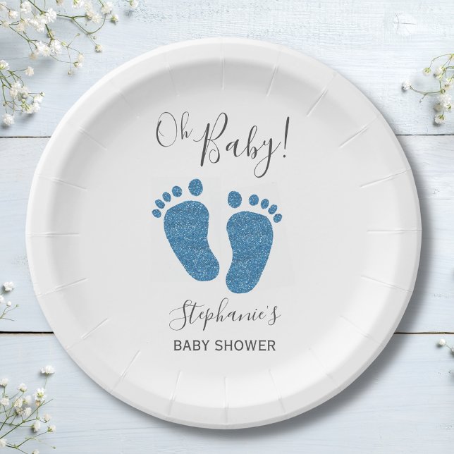 Assiettes En Carton Baby shower Oh Boy Blue Feet (Créateur téléchargé)