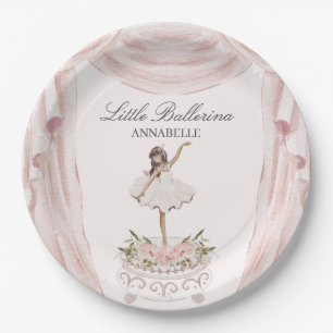 Assiettes En Carton Baby shower ou anniversaire rose Little Ballerina