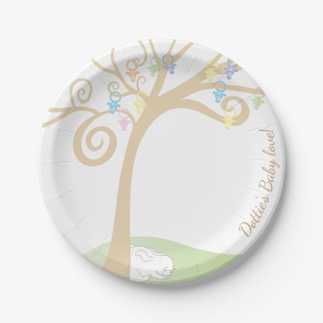 Assiettes En Carton Baby shower Paci Bunny (Devant)