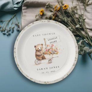 Assiettes En Carton Baby shower Panier Floral Teddy Cute Localement Cu