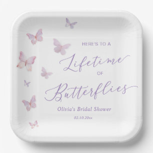 Assiettes En Carton Baby Shower Papillon de Mariée 