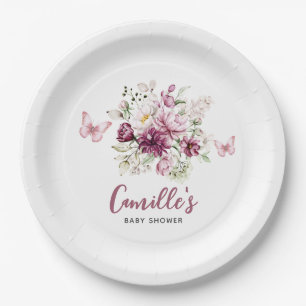 Assiettes En Carton Baby shower papillon Floral