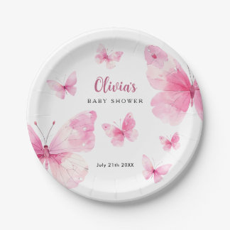 Assiettes En Carton Baby Shower Papillon Rose