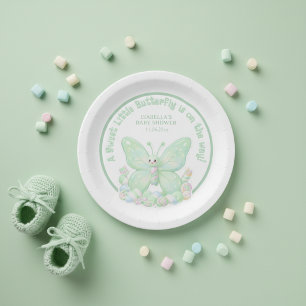 Assiettes En Carton Baby Shower Papillon Vert Menthe Marshmallow