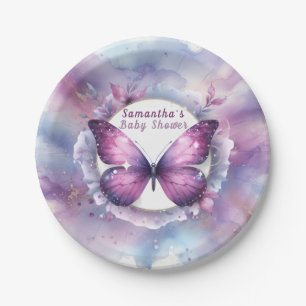 Assiettes En Carton Baby Shower Papillon Violet  
